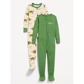 Old Navy Snug-Fit 2-Way-Zip Pajama One-Piece 2-Pack for Toddler & Baby - Dinosaur Green in Saudi Arabia