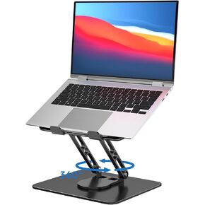 Laptop Stand for Desk Adjustable Computer Stand with 360 Rotating Base Ergonomic Laptop Riser Mount for Desk Foldable Protable Computer Desk Fits with MacBook Pro Air, Black in Kuwait