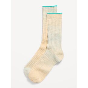 Old Navy Slouchy Textured Crew Socks for Women - Cream in Kuwait
