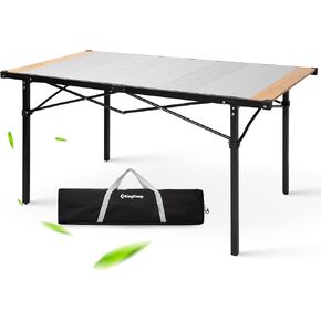 KingCamp 53.5" Bamboo Aluminum Camping Table, 265 LBS Roll-Up Table in Kuwait