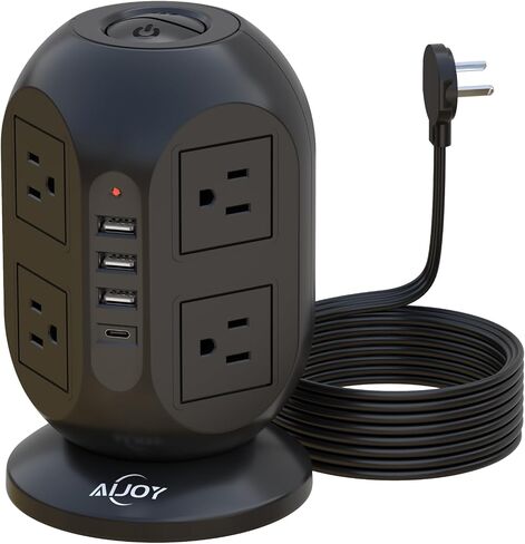 AiJoy Surge Protector Power Strip Tower with 8 Outlets 4 USB Ports(1 USB-C) in Kuwait