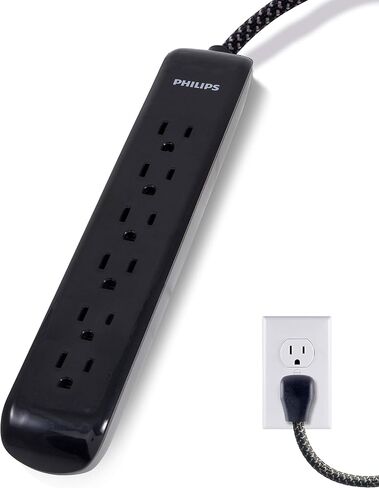 Philips Surge Protector Power Strip, 4 Ft Braided Extension Cord in Kuwait