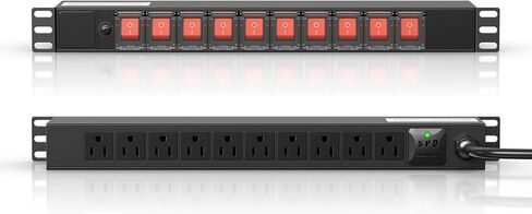 10 Outlet Rack Mount Power Strips with Individual Switch,1U Rack Mount PDU Power Strip for Network Server Racks - Surge Protection - 110V/15A - 6ft Power Cord in Kuwait