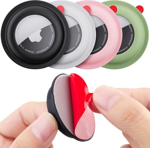 for Airtag Holder, Holder Case for Wallet Bike Tv Remote Car, for Airtag Sticker Stick, Compatible with AirTag 1st & 2nd Generation (2 Black+2 White) in Kuwait