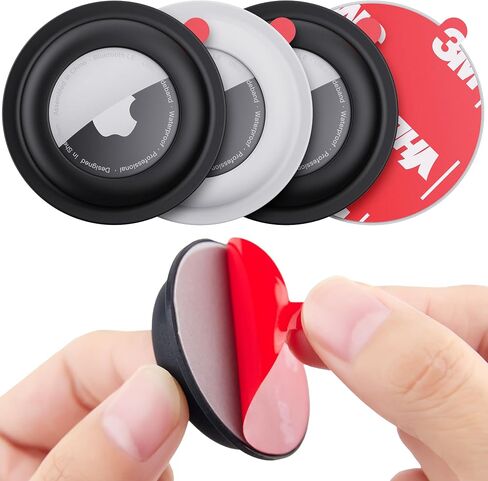 for Airtag Holder, Holder Case for Wallet Bike Tv Remote Car, for Airtag Sticker Stick, Compatible with AirTag 1st & 2nd Generation (2 Black+2 White) in Kuwait