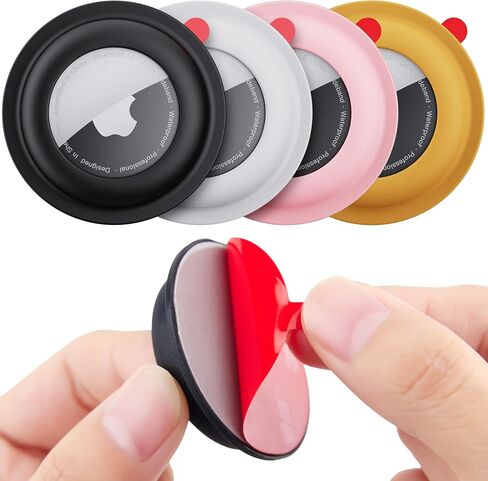 for Airtag Holder, Holder Case for Wallet Bike Tv Remote Car, for Airtag Sticker Stick, Compatible with AirTag 1st & 2nd Generation (2 Black+2 White) in Kuwait
