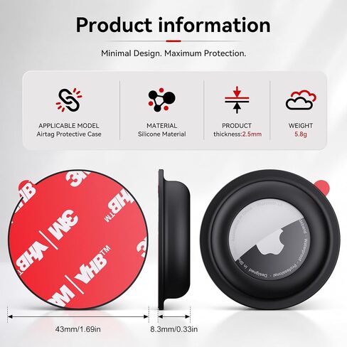 for Airtag Holder, Holder Case for Wallet Bike Tv Remote Car, for Airtag Sticker Stick, Compatible with AirTag 1st & 2nd Generation (2 Black+2 White) in Kuwait