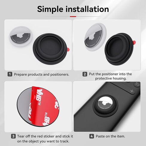 for Airtag Holder, Holder Case for Wallet Bike Tv Remote Car, for Airtag Sticker Stick, Compatible with AirTag 1st & 2nd Generation (2 Black+2 White) in Kuwait