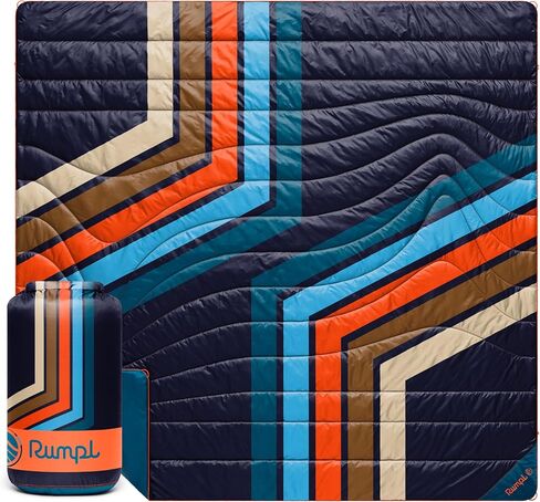 Rumpl Original Puffy 2-Person Blanket for Camping, Midnight Retro Stripes in Kuwait