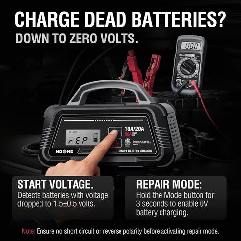 NOONE 10A/20A Smart Battery Charger - 12V/24V Fully Automatic Maintainer in Kuwait