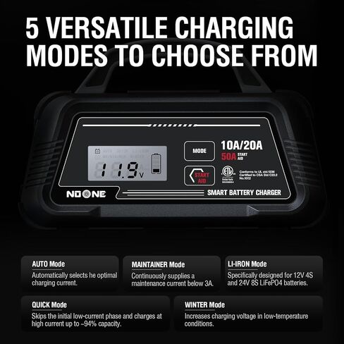 NOONE 10A/20A Smart Battery Charger - 12V/24V Fully Automatic Maintainer in Kuwait