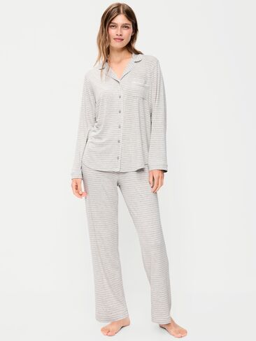 Old Navy Sunday Sleep Knit Jersey Pant Set - Gray Stripe in Kuwait