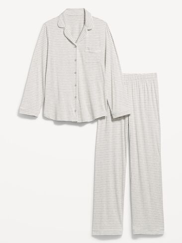 Old Navy Sunday Sleep Knit Jersey Pant Set - Gray Stripe in Kuwait