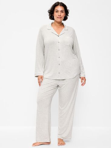 Old Navy Sunday Sleep Knit Jersey Pant Set - Gray Stripe in Kuwait