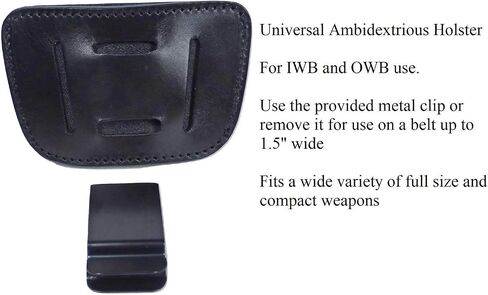 Tactical Scorpion Gear Ambidextrous Universal IWB OWB Leather Holster: Fits Springfield XDS & XD, Glock 19 21 19X 43, S&W M&P Plus All Other Such Weapons in Kuwait