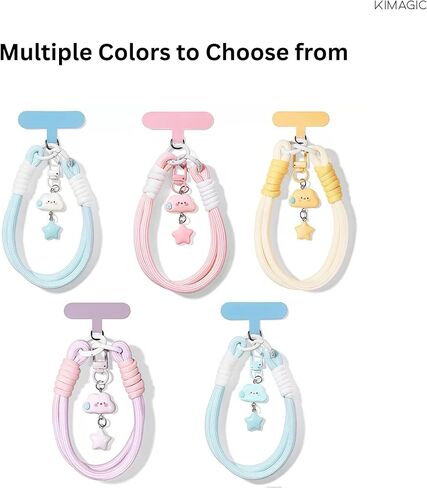 KIMAGIC Dopamine Minimalist Wrist Strap Phone Lanyard, Anti-Drop, Includes 2 Types of Phone Tabs (Clear & Matching Nylon) (02 Speechless Cloud Star Purple) in Kuwait