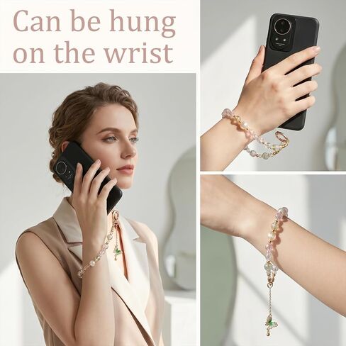 3Pcs Beaded Phone Charm Wristlet with Butterfly Pendant, Mobilephone Wrist Strap Crystal Keychain Camera Strap Wrist Cute Phone Chain Wristlet Purse Bag Charms for Outdoor Activities in Kuwait
