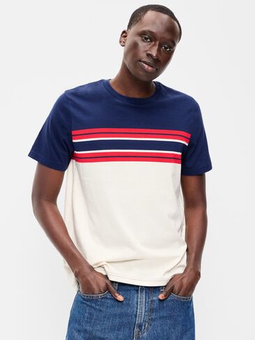 Old Navy Crew-Neck Striped T-Shirt - Red/White/Blue in Saudi Arabia