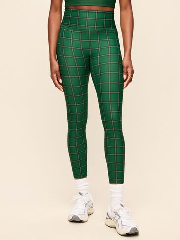 Old Navy Extra-High Waisted PowerSoft Boundless 7/8 Pocket Leggings – No Front Seam - Green Plaid in Kuwait