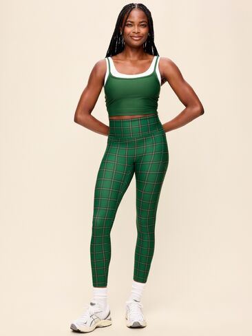Old Navy Extra-High Waisted PowerSoft Boundless 7/8 Pocket Leggings – No Front Seam - Green Plaid in Kuwait