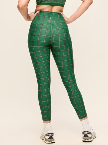Old Navy Extra-High Waisted PowerSoft Boundless 7/8 Pocket Leggings – No Front Seam - Green Plaid in Kuwait