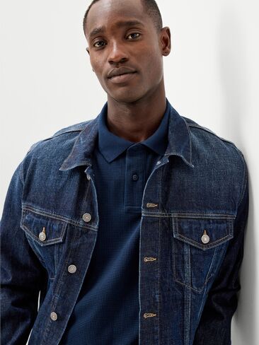 Old Navy Classic Fit Pique Polo - Dark Sea Blue Print in Kuwait