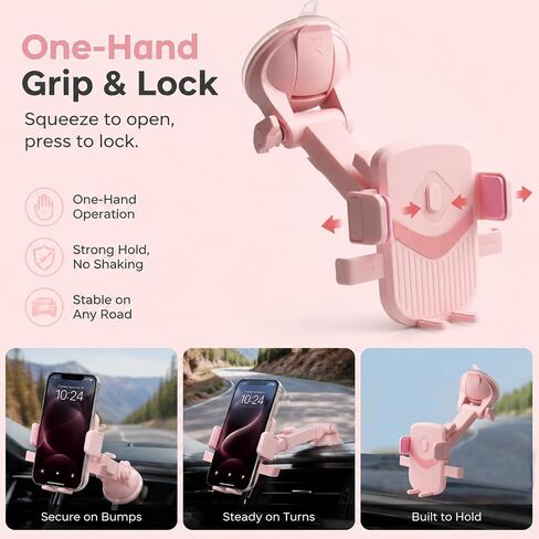 Multi-Purpose Pink Car Phone Holder for Windshield,Dashboard,Air Vent in Kuwait