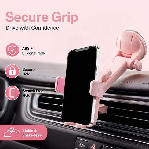 Multi-Purpose Pink Car Phone Holder for Windshield,Dashboard,Air Vent in Kuwait