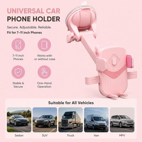 Multi-Purpose Pink Car Phone Holder for Windshield,Dashboard,Air Vent in Kuwait
