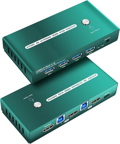 Kvm Switch HDMI 2 Monitors 2 Computers Edid Emulator 4k 144hz Hotkey Switching Dual Monitor kvm Switch hdmi edid 2 Monitors 2 Computers 1440P 120Hz 144hz 165hz 240hz FreeSync G-SYNC in Kuwait