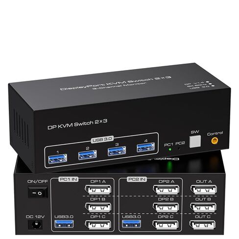 8K Displayport KVM Switch 3 Monitors 2 Computers in Saudi Arabia