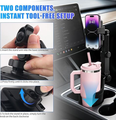 2026 New Cup Holder Phone Holder,Extendable Cup Holders Phone Mount with 360° Rotation Adjustment,Universal Cell Phones Holders Car CupHolder Fit for 4.7-7 inches Phones in Kuwait