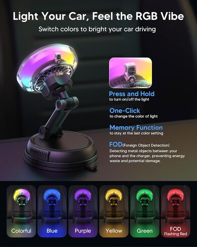 Qi2.2 25W Magnetic Car Charger with Cool Fan, 78+LBS Vacuum Suction in Kuwait