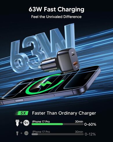 Qi2.2 25W Magnetic Car Charger with Cool Fan, 78+LBS Vacuum Suction in Kuwait