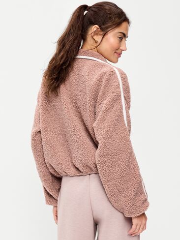 Old Navy Loose Sherpa Quarter-Zip Pullover - Mocha in Kuwait