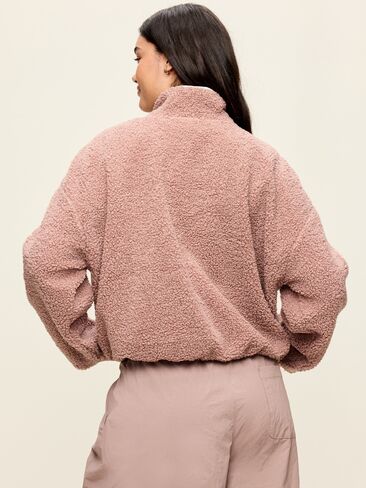 Old Navy Loose Sherpa Quarter-Zip Pullover - Mocha in Kuwait