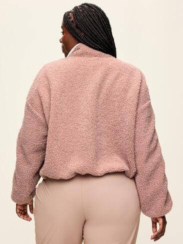 Old Navy Loose Sherpa Quarter-Zip Pullover - Mocha in Kuwait