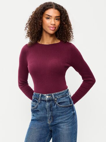 Old Navy SoSoft Lite Crew-Neck Long-Sleeve Ribbed Top - Red Lacquer in Kuwait