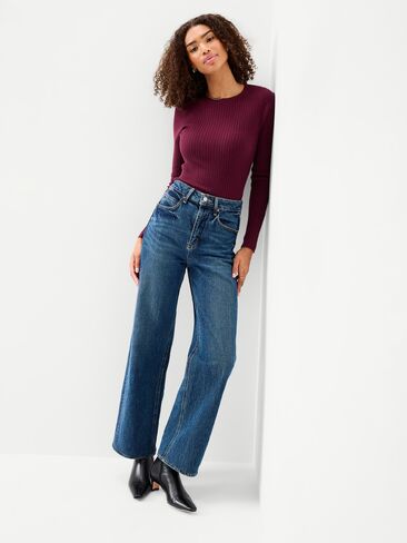 Old Navy SoSoft Lite Crew-Neck Long-Sleeve Ribbed Top - Red Lacquer in Kuwait