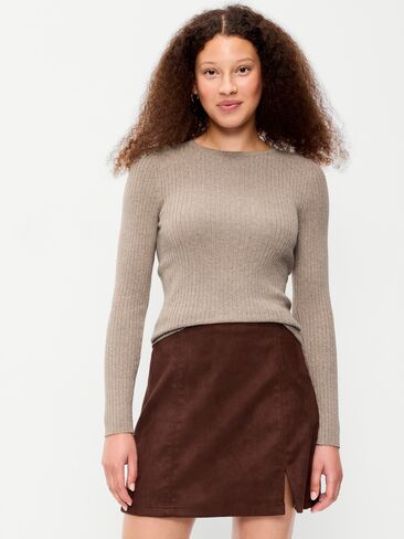 Old Navy SoSoft Lite Crew-Neck Long-Sleeve Ribbed Top - Mushroom in Kuwait