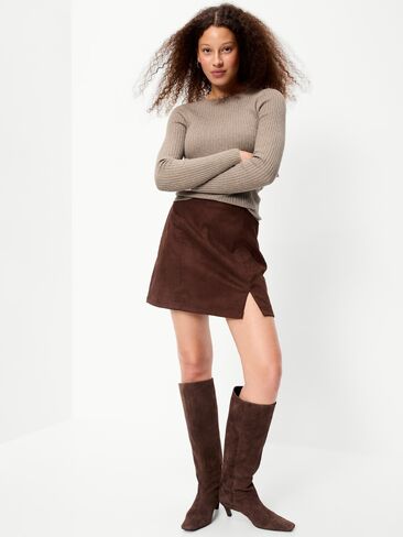Old Navy SoSoft Lite Crew-Neck Long-Sleeve Ribbed Top - Mushroom in Kuwait