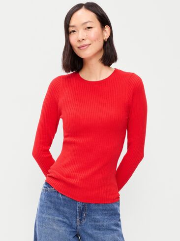 Old Navy SoSoft Lite Crew-Neck Long-Sleeve Ribbed Top - Scotty Red in Kuwait
