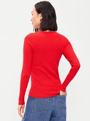 Old Navy SoSoft Lite Crew-Neck Long-Sleeve Ribbed Top - Scotty Red in Kuwait