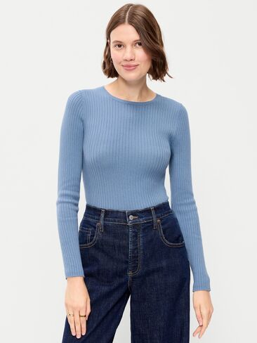 Old Navy SoSoft Lite Crew-Neck Long-Sleeve Ribbed Top - Naturalist Blue in Kuwait