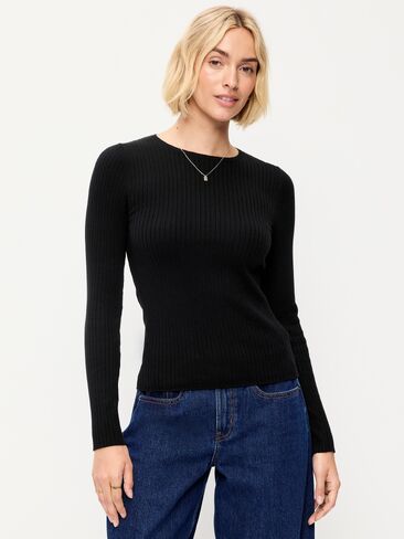 Old Navy SoSoft Lite Crew-Neck Long-Sleeve Ribbed Top - Black Jack in Kuwait