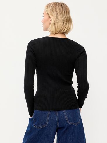 Old Navy SoSoft Lite Crew-Neck Long-Sleeve Ribbed Top - Black Jack in Kuwait