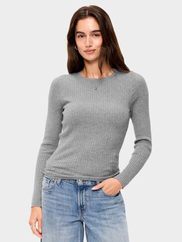 Old Navy SoSoft Lite Crew-Neck Long-Sleeve Ribbed Top - Medium Charcoal Gray in Kuwait