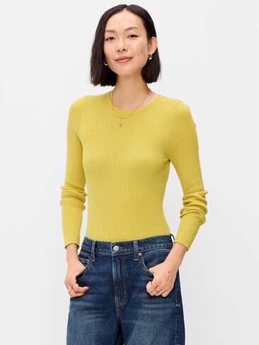 Old Navy SoSoft Lite Crew-Neck Long-Sleeve Ribbed Top - Golden Glow in Kuwait