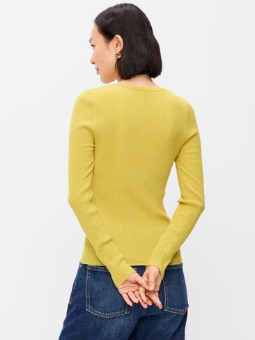 Old Navy SoSoft Lite Crew-Neck Long-Sleeve Ribbed Top - Golden Glow in Kuwait