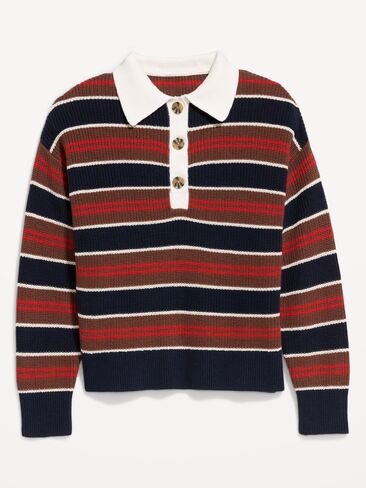 Old Navy Seaside Cotton Rugby Polo - Earth Brown Stripe in Kuwait